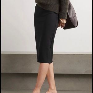 THE ROW Womens Black Stretch Gold Zip Back-Slit Mid-Length Pencil Skirt 4